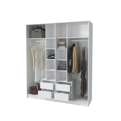 Шкаф распашной Тренд КТ-Ш4 (з) (Белый платинум ЛДСП/ Белый ЛМДФ) Ш1800 В2128 Г547